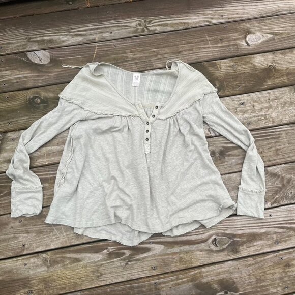 We The Free People Henley Top Green Peasant XS - Picture 1 of 11